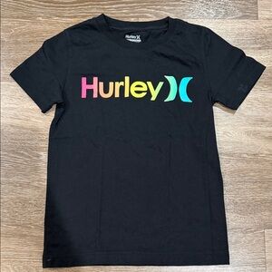 Hurley Kids Black Tee with Colorful Logo
